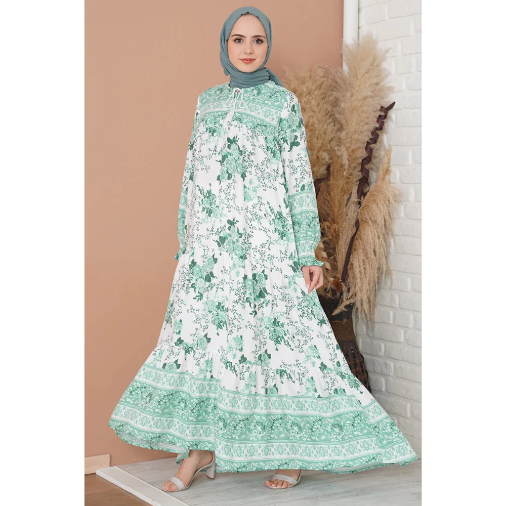 Collar Laced Hijab Dress Trend Fashion 4 Colors abaya abayas for women abayas muslim sets jilbab modest clothing muslim dress wo