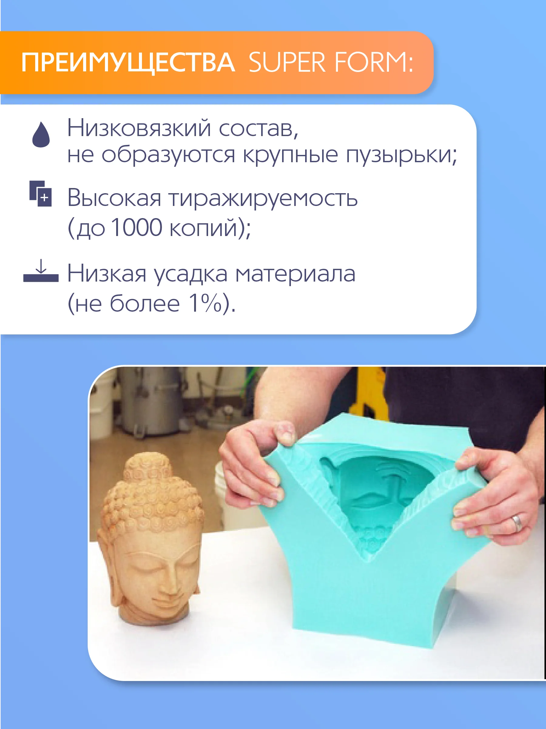 Силикон для форм Super Form 20 ед. по Шору А (1 025 кг) на основе олова - купить выгодной