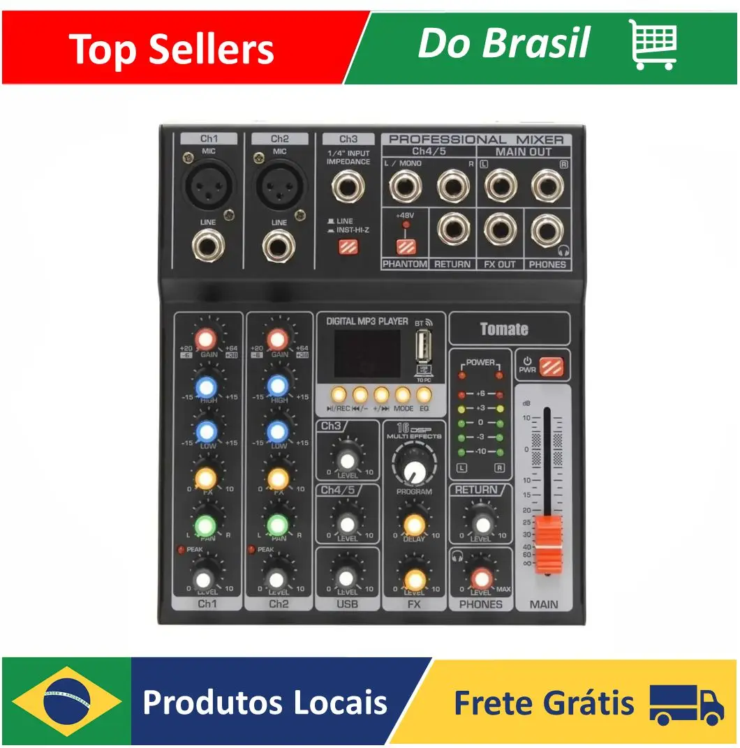 

Professional Sound Table Mixer Effects 5 Channel Usb Pendrive