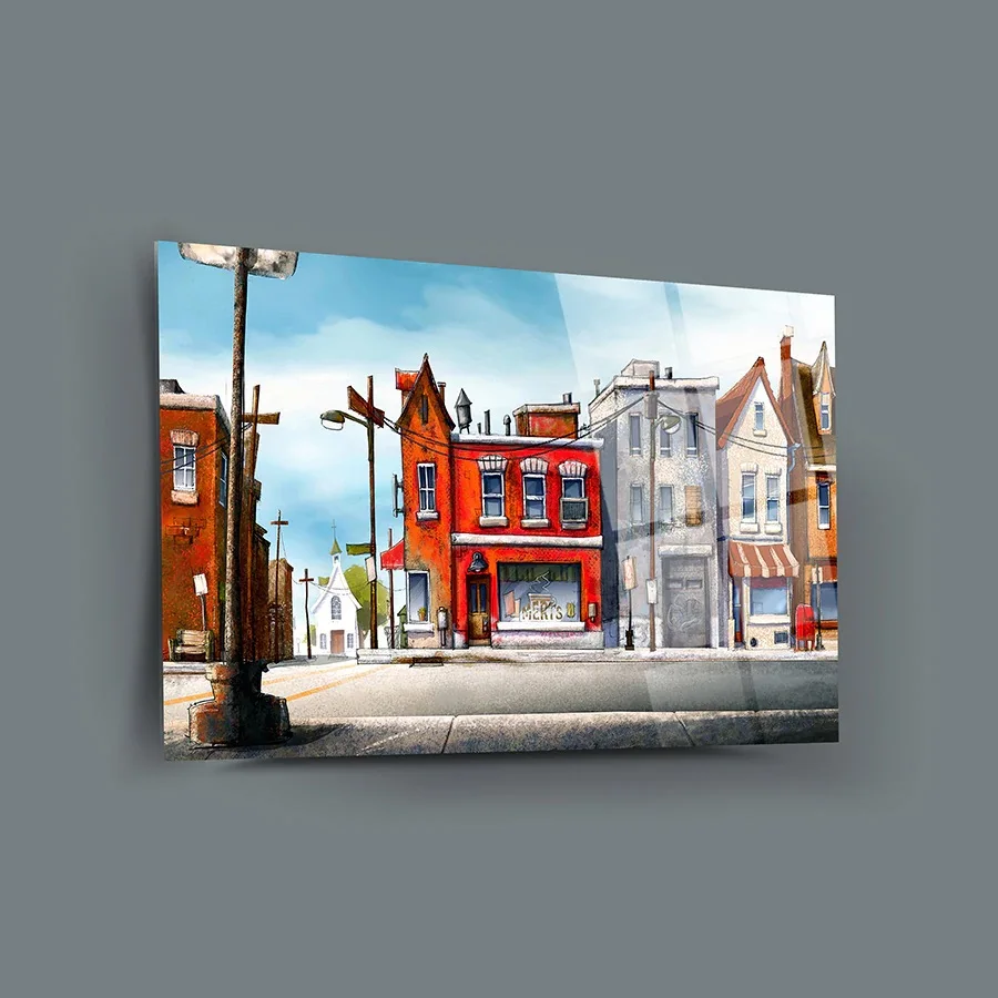 

Городской декор 2, стеклянная Настенная картина, Безрамная свободная плавающая панель из закаленного стекла, украшение для дома, офиса, гостиной комнаты, фотография