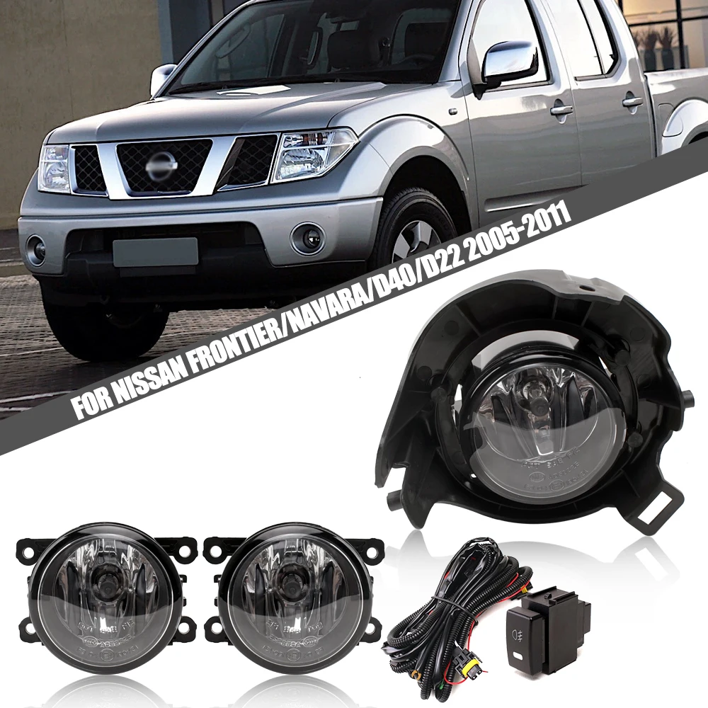 Фото Комплект противотуманных фар на передний бампер для Nissan FRONTIER NAVARA D40 D22 версии 2005-2011, комплект дополнительных противотуманных фар, переключатель + проводка №1