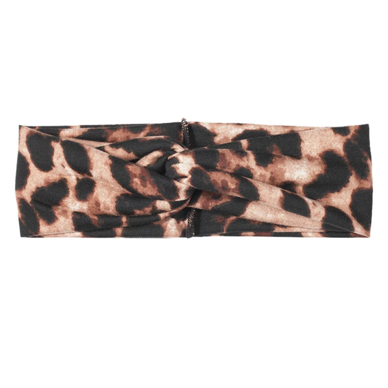 

Повязка для волос с перехлёстом женская, широкий обруч с леопардовым принтом, Повседневная Эластичная тканевая лента для волос, аксессуар н...