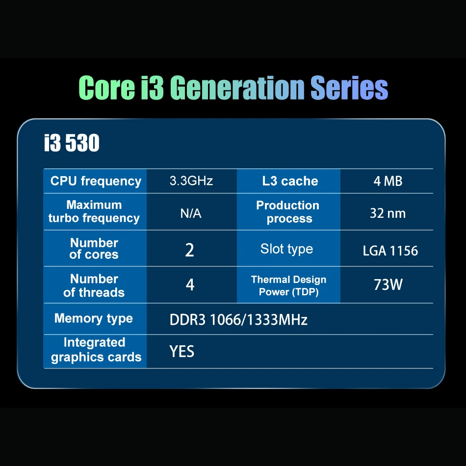 Used Original intel I3 530 Processor Core I3-530 CPU/ 2.93GHz/ LGA1156 /4MB/ Dual-Core Support H55 Motherboard images - 6