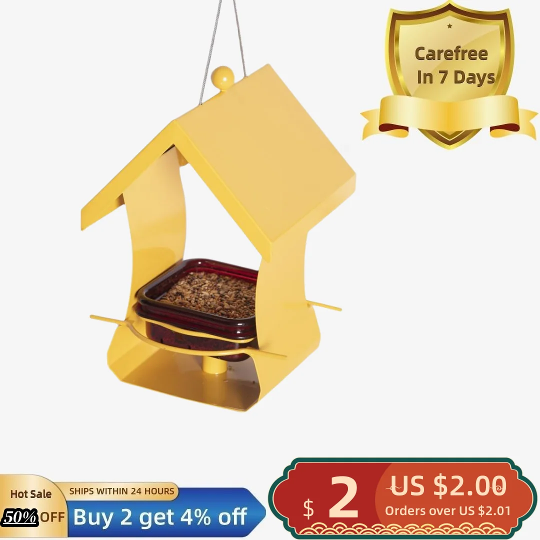 

Bird Feeder Large Capacity House-Shaped Hanging Bird Feeder Railing Design Hummingbird Food Feeder for Outdoor Garden