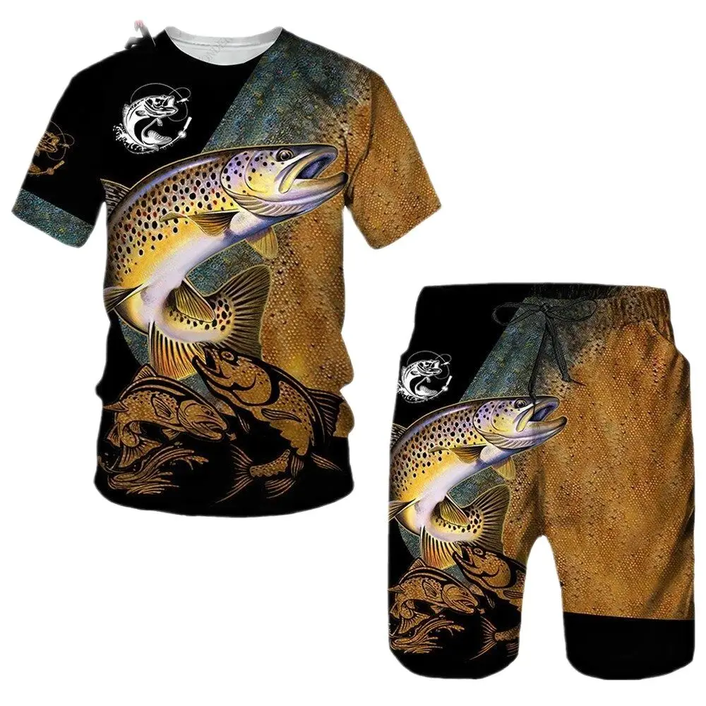 Summer Casual Street Suit 3D Printed Fun Animal Skeleton Print 2 Piece Oversized Man O-neck Tshirt Beach Shorts Fashion Outfits