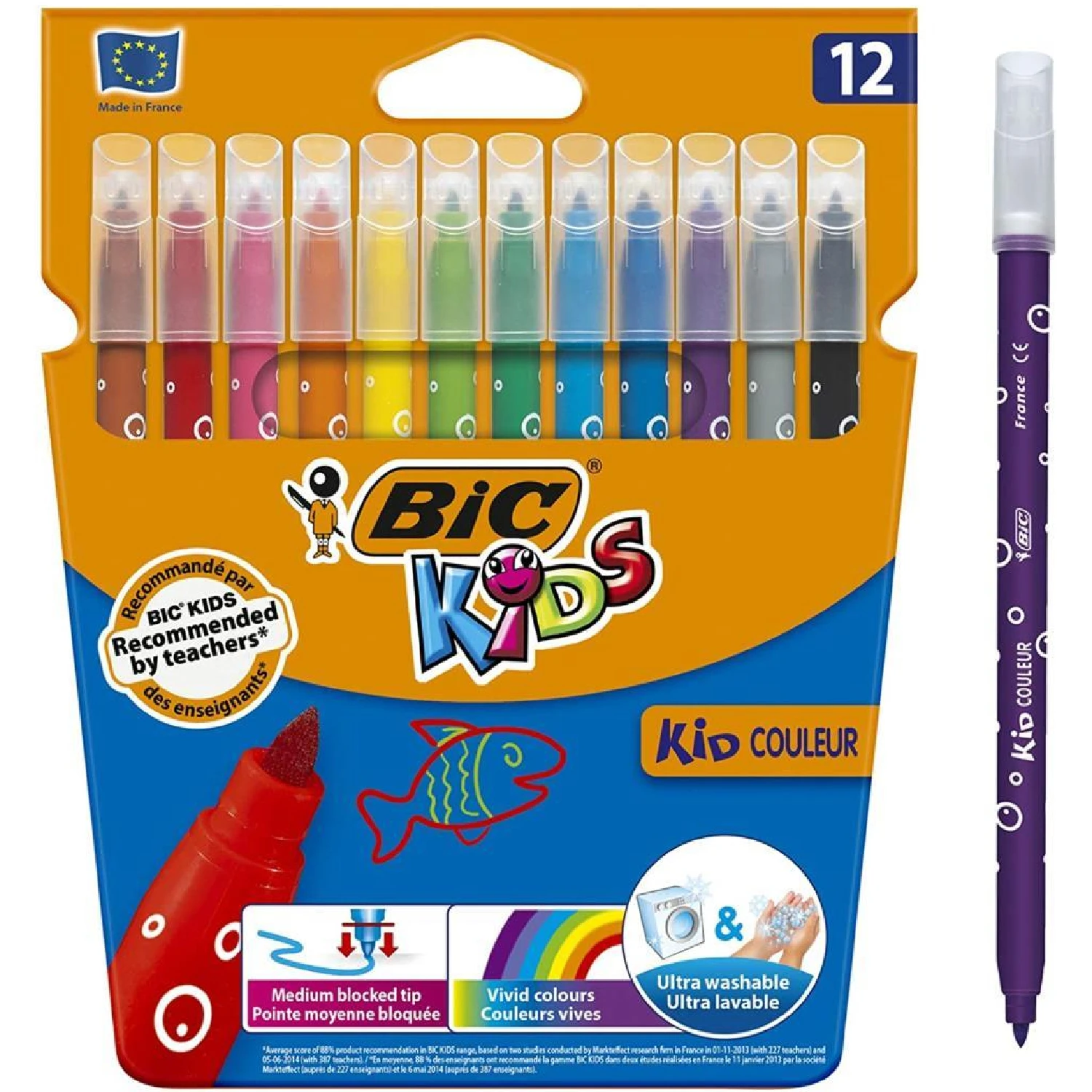 BIC Kids Kid Couleur Felt Tip Colouring Pens - Assorted Colo