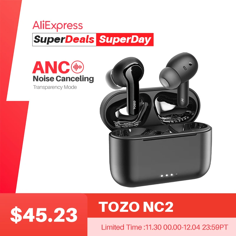 

TOZO Wireless Headphones ,Bluetooth Earphone, Immersive Sound In-ear Earbuds With Noise Cancelling ,IPX6 Waterproof Headset, NC2