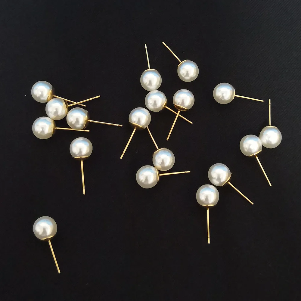 

Trendy Gold Plated Copper Stud Mini Earrings Pearl Push-back Eardrop Women Fashion Accessories Wedding Birthday Party Gift