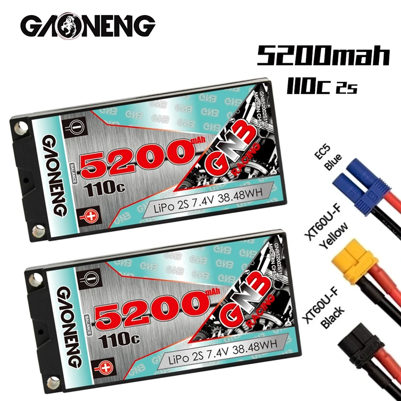 

GNB 7.4v 5200mAh 110C PLUS LiPo Battery For Remote Control Car Racing Spare Parts With Shell Upgrade LiHV 2S Battery