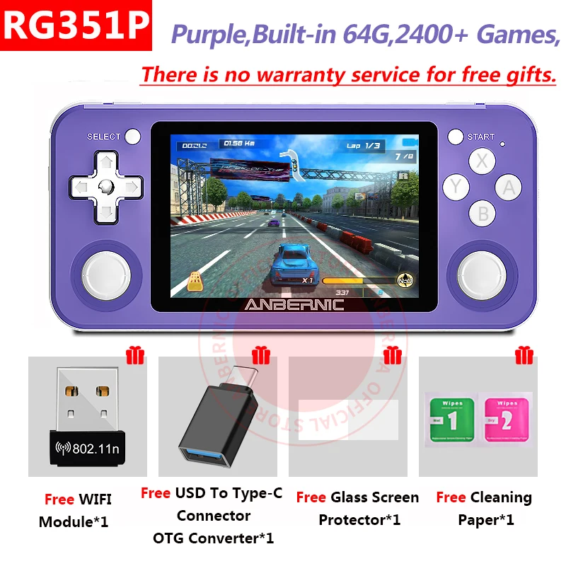 

RG351P 3.5 inch IPS Screen 2400+games Portable Handheld Game Console Retro Game RK3326 64G Open Source System for PS1/PSP/N64/DC