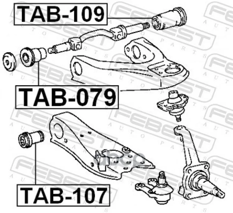 Сайленблок Передний Переднего Рычага (Toyota Lite/Townace Noah V Cr4#/Sr40/Kr4# 1996-2007) Febest арт. tab-107