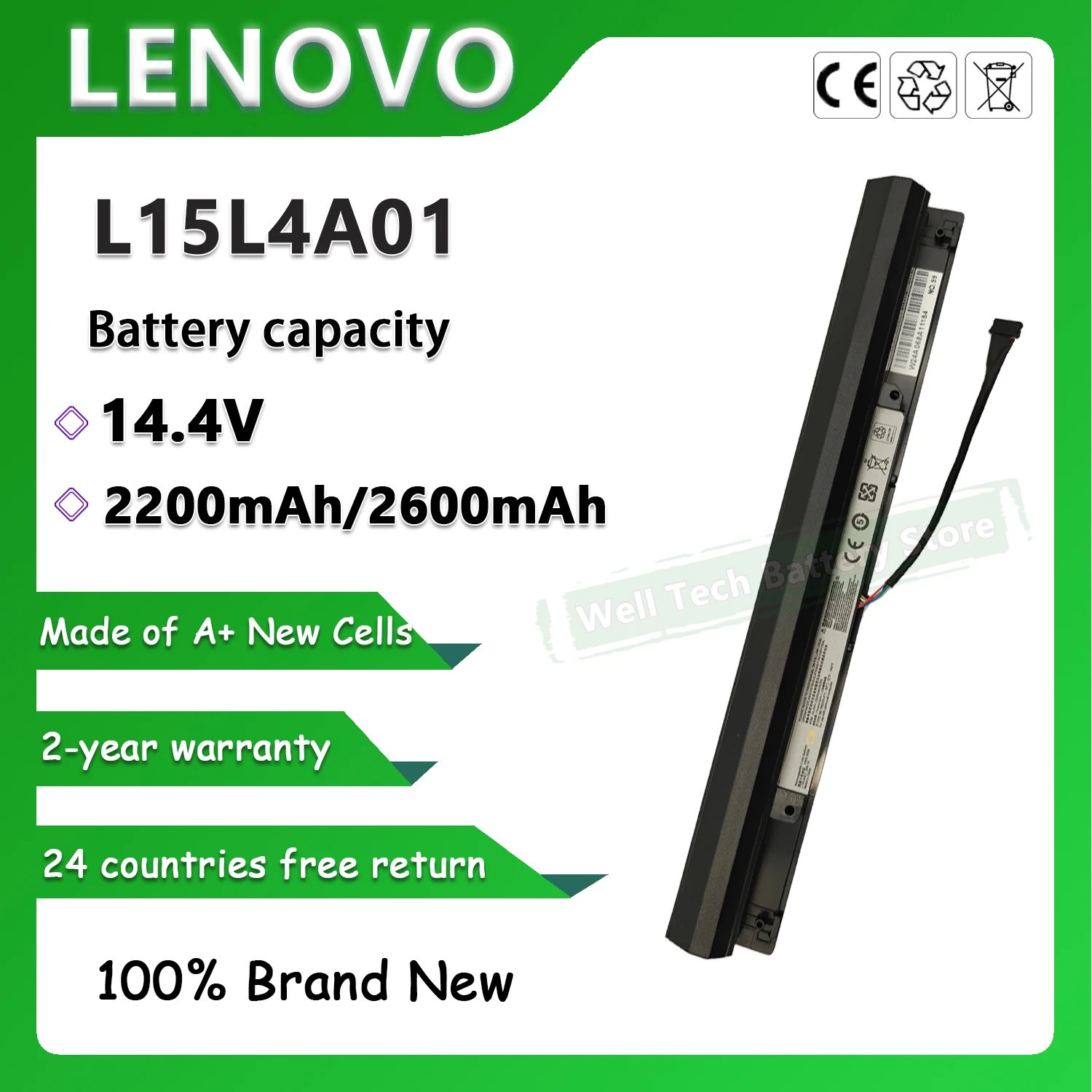 L15L4A01 Аккумулятор для ноутбука LENOVO IdeaPad 100-15IBD 80QQ009LGE 80QQ00GCGE 80QQ018HGE 80QH00BCUS