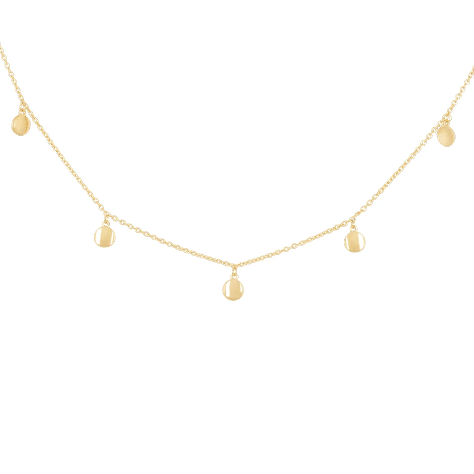 

ELESHE 18K Gold Plating Elegant Chain 100% Real 925 Sterling Silver Tassel Round Plaque Pendant Necklace Women Classic Jewelry