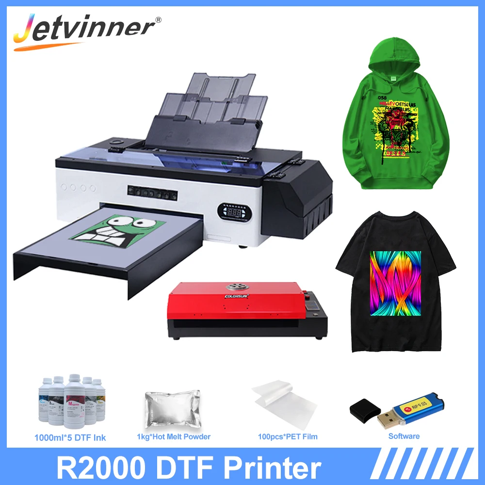 

Принтер Jetvinner A3 DTF для принтера Epson R2000 DTF, переносной принтер непосредственно на пленку, принтер DTF для худи, одежды