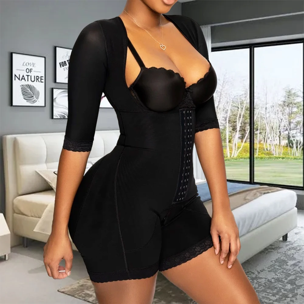 

Женское Бесшовное боди с пуш-ап, с рукавами