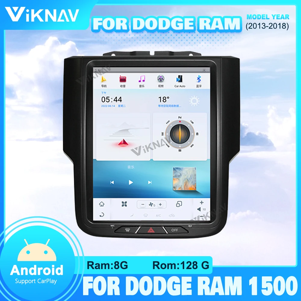 

Автомобильный стерео Мультимедийный Плеер 128G Snapdragon для Dodge RAM 2013-2018 Android 11 автомобильный радиоприемник GPS навигация 10,5 дюймовый сенсорный экран