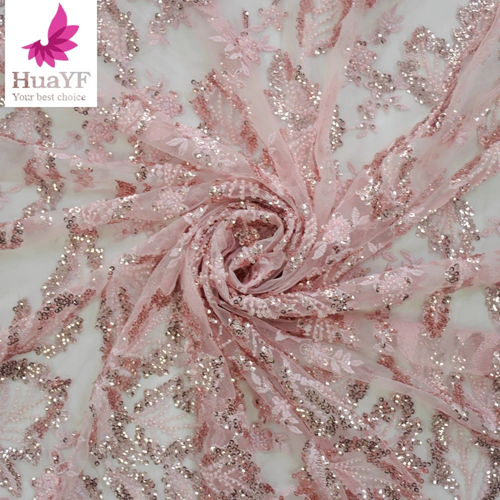 

Уникальное кружево с вышивкой и бусинами и блестками для женских платьев ткань 2022 HY1783-2