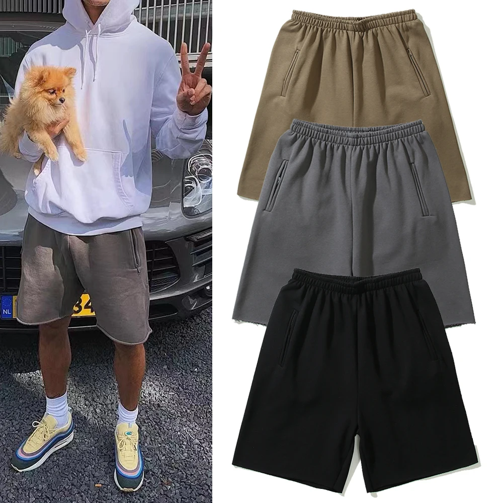 Kanye SEASON 6 Shorts Washed Vintage Do Old High Street Loose Short Pant Zipper Pocket Burr Breeches