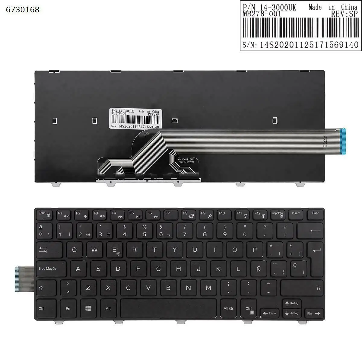 

Новая раскладка клавиатуры с испанской раскладкой для DELL Inspiron 14-3000 5447 5442 5445 7447 серий ЧЕРНЫЙ Испанский
