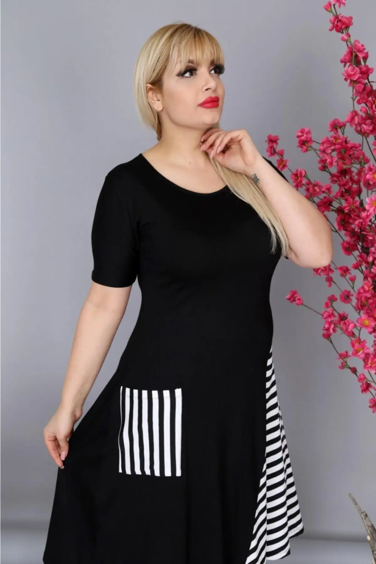 Plus Size Women's Dress Daily Short Sleeve Pockets Viscose Trend Summer Round Neck Midi Length Lycra Viscose XL 2XL 3XL 4XL 5XL
