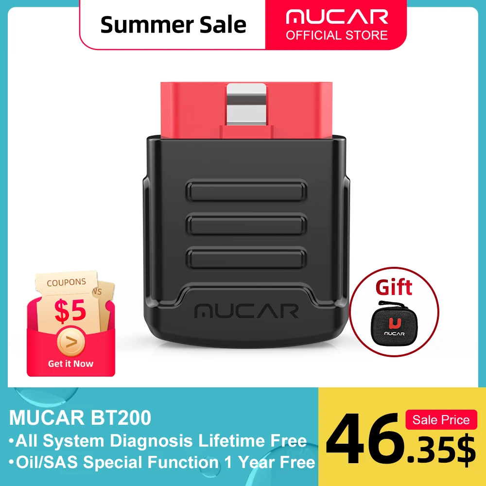 

MUCAR BT200 Diagnostic Tools Old Version Car Code Reader Obd2 Scanner For Auto Oil SAS Obd 2 Bluetooth Scan Automotive Tester