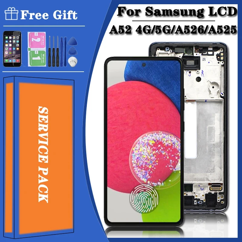Super AMOLED для Samsung A52 4G A525 A525M A525F/DS ЖК-дисплей с сенсорным экраном и дигитайзером 5G A526
