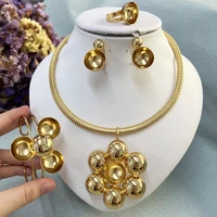 luxury jewelry set for women dubai bride gold plated necklace earrings bracelet ring high quality jewelry for wedding party gift