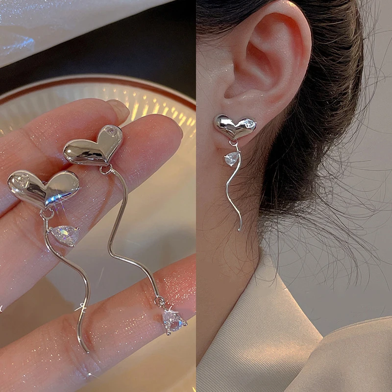 

Asymmetric Love Heart Long Tassel Earrings 2022 Trend Simple Ear Line Butterfly Flower Earrings for Women Fashion Korean Jewelry