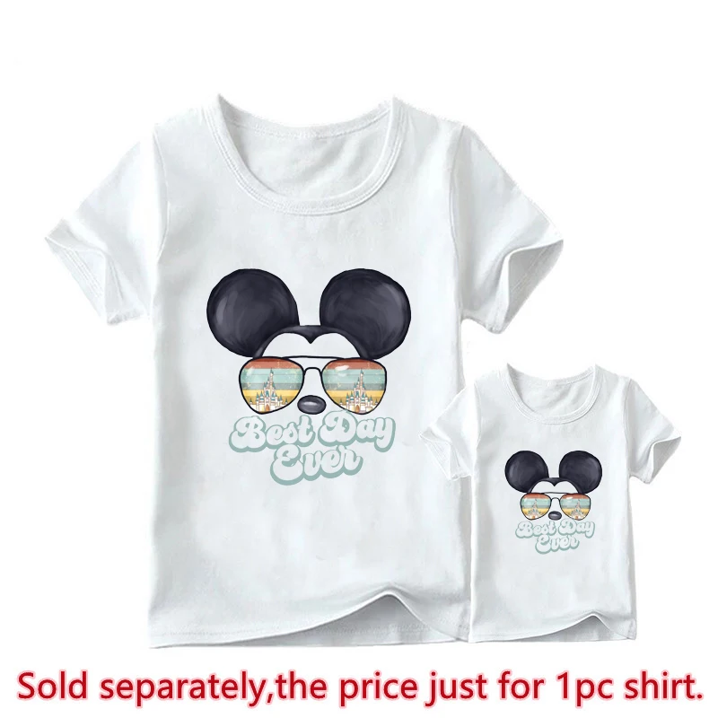 Рубашка для мамы и дочки белая с леопардовым принтом Минни Маус - купить по