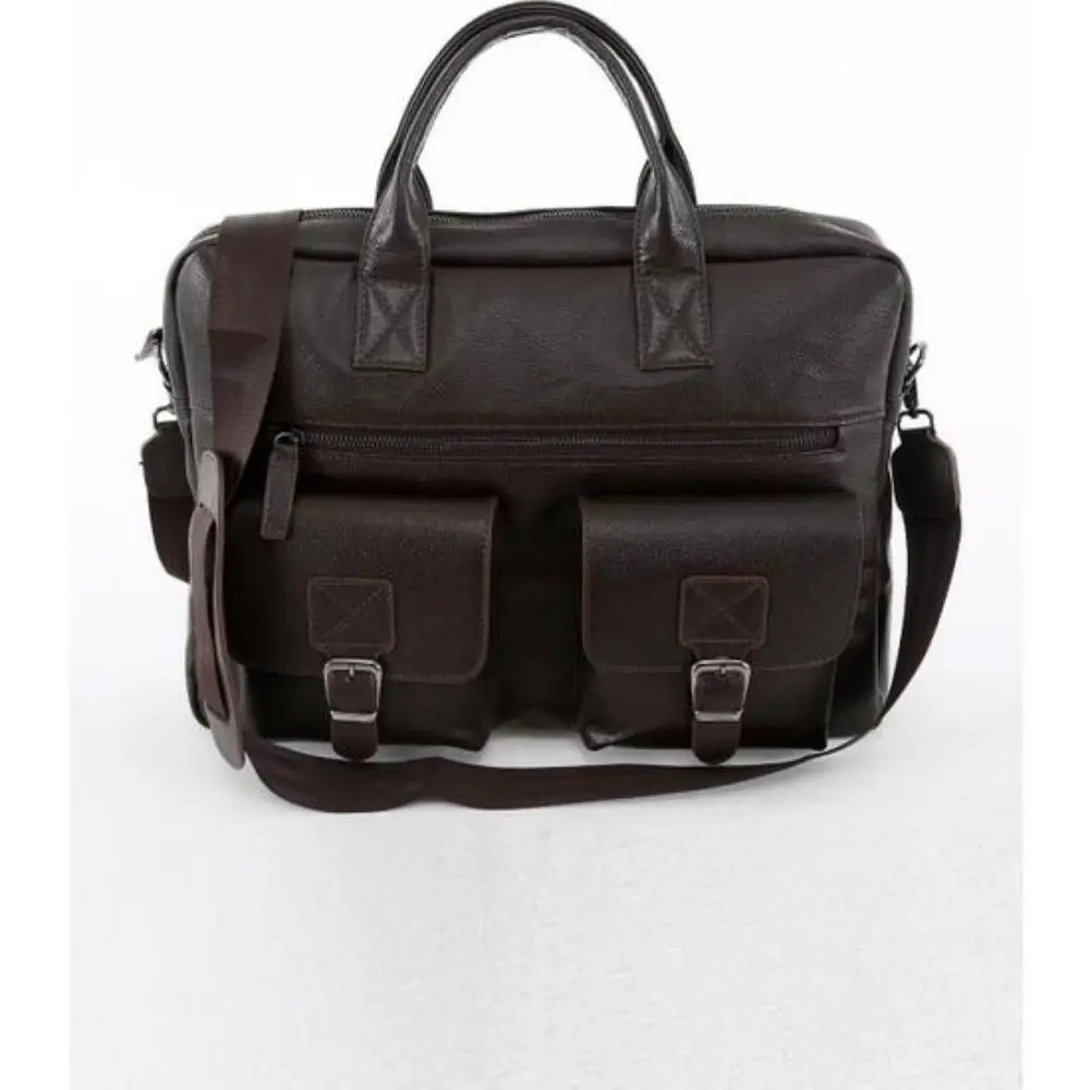Genuine Leather Black Unisex Laptop and Briefcase