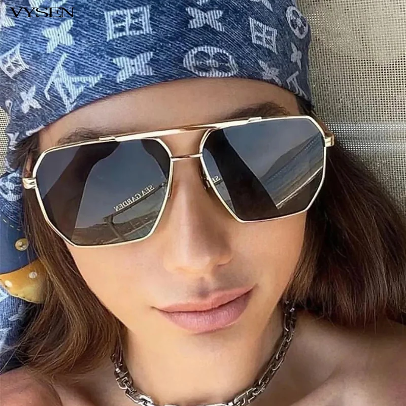 

2022 Classic Mens Square Sunglasses Women Fashion Luxury Brand Designer Oversized Metal Sun Glasses Ladies Polygon Eyeglasses