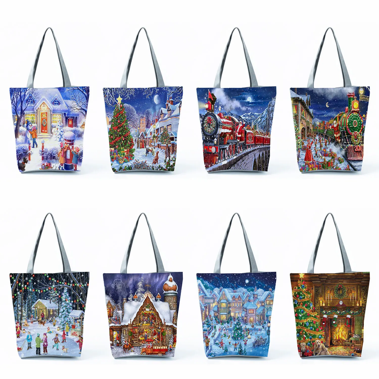 

2022 New Christmas High Capacity Shopper Bag Christmas Eve Gift Bag Foldable Women's Shoulder Bags Portable Customizable Handbag