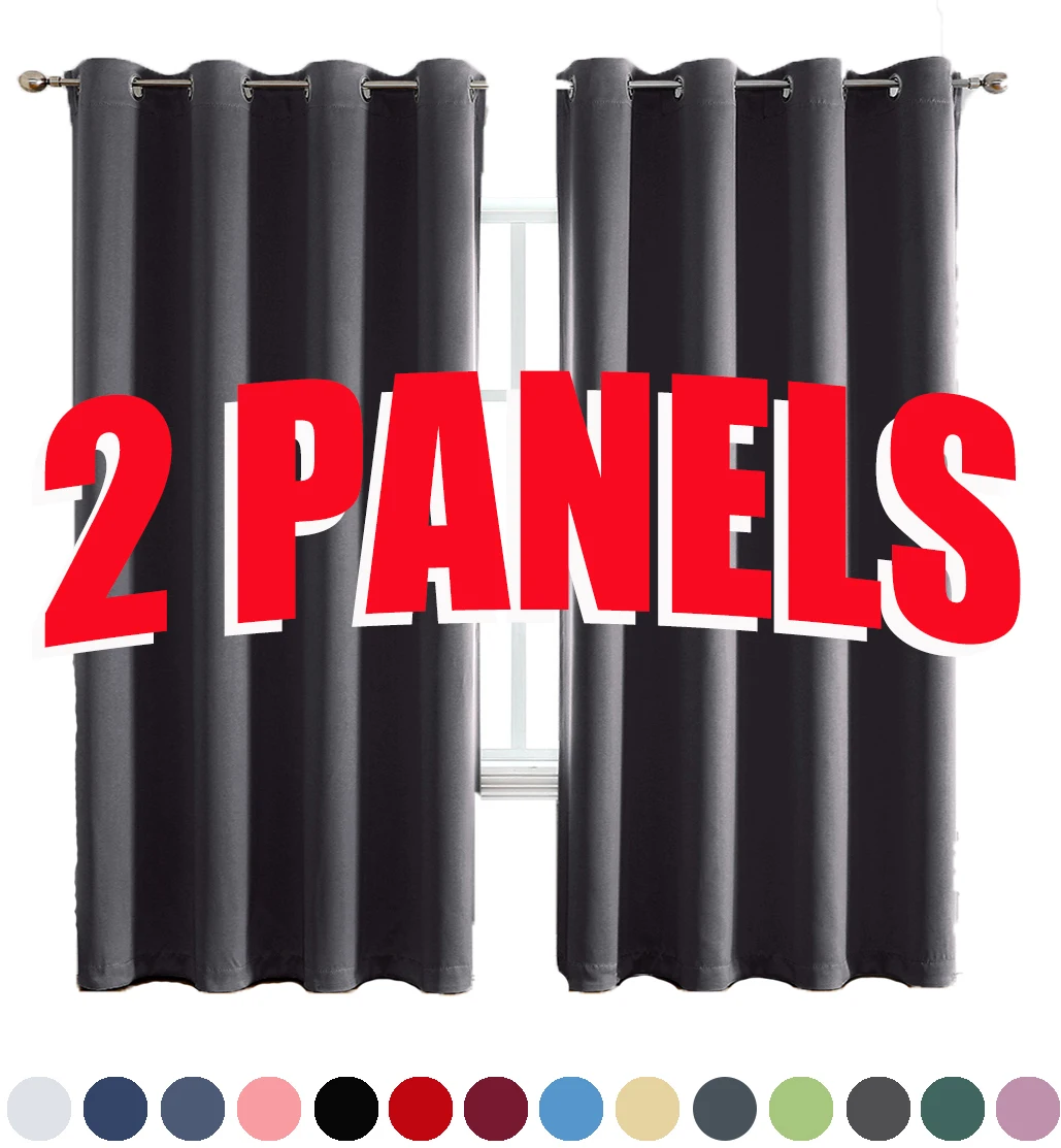 

2 Panels Blackout Curtains for Living Room Thermal Insulation Bedroom Curtains All Size Color customize