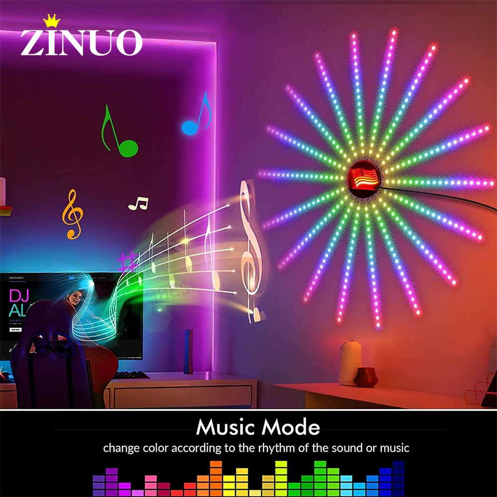 

Фейерверк светодиодные полосы светильник RGB неоновый светодиодный светильник лента Музыка Управление лошадь гонки лампы дома Рождество пр...