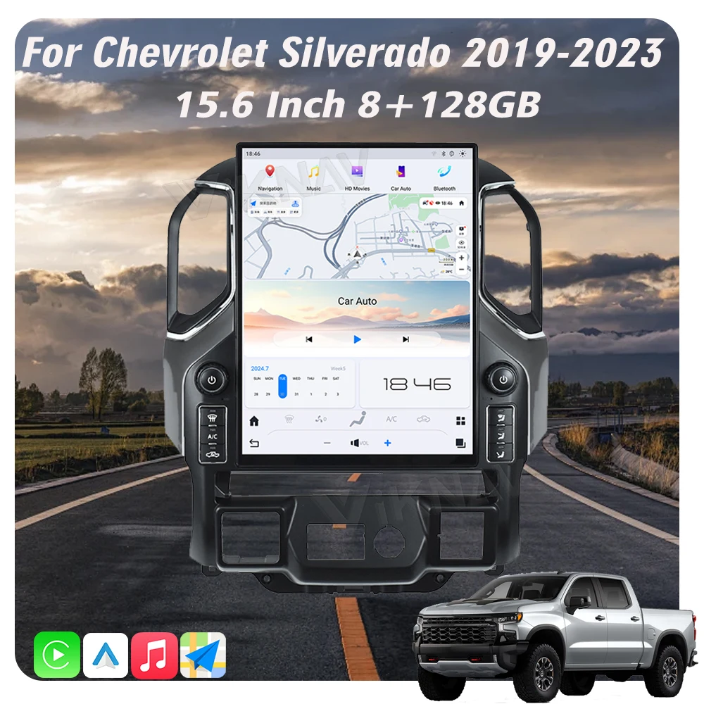 Viknav Android автомобильный радиоприемник для GMC Sierra Chevrolet Silverado 2019-2023 15 6-дюймовый HD