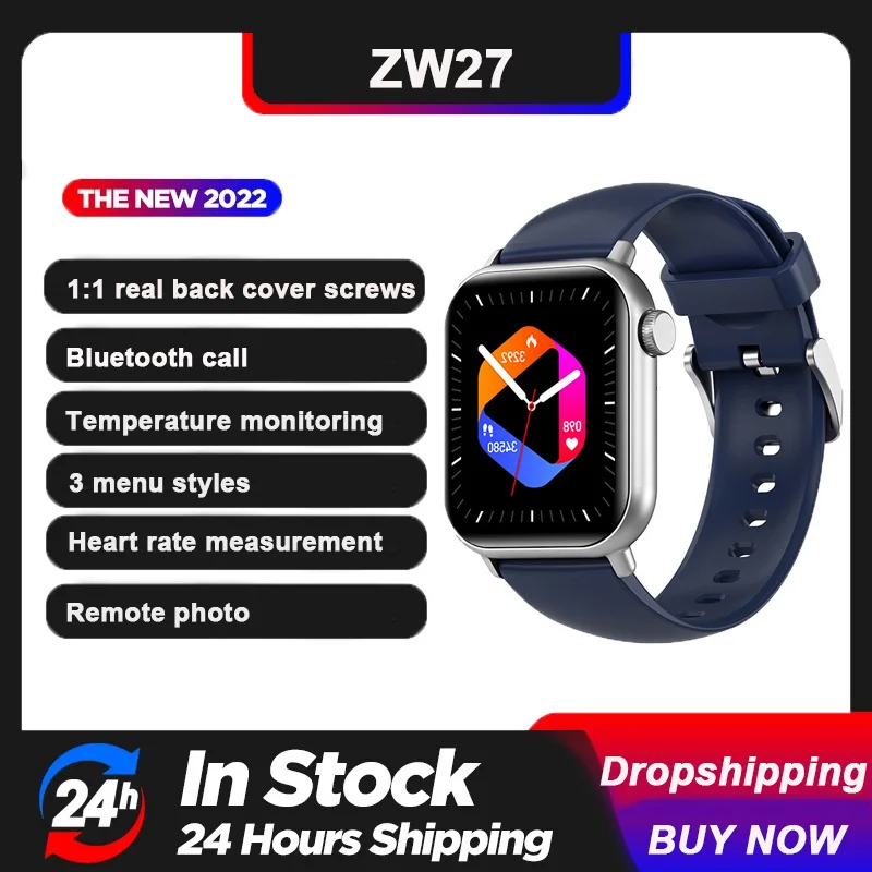 

Смарт-часы ZW27 для мужчин и женщин, водонепроницаемость IP67, измерение температуры тела, пульса, мониторинг здоровья, Bluetooth, звонки, спортивные...