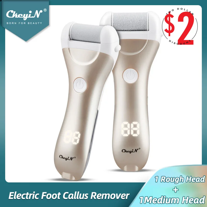 

CkeyiN Electric Foot Callus Remover Pedicure Tool Foot Care Pedicure File Feet Heel Dead Skin Exfoliator Roller 2 Grinding Heads