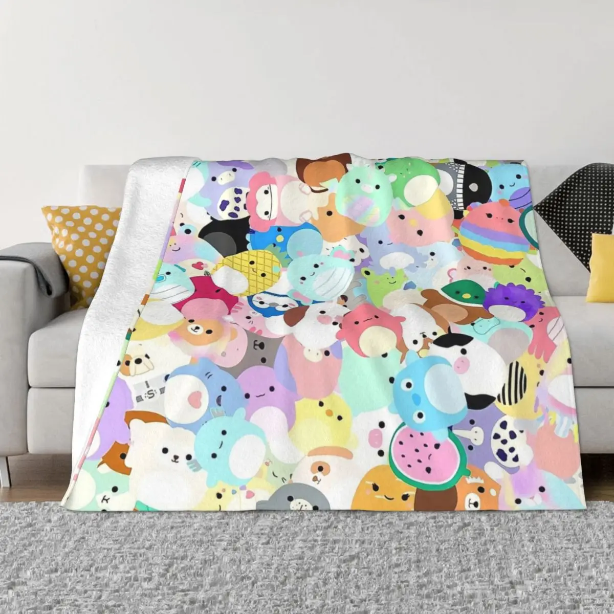 

Squishmallows Cartoon Plaid Blanket Flannel All Season Animal Collage Ultra-Soft Throw Blankets for Sofa Travel Bedding Throws