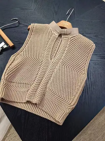 Женский вязаный жилет из хлопка