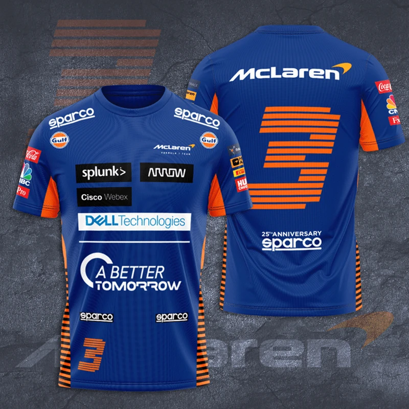 

2022 Summer New McLaren F1 Men's T-shirt Formula One Team Racing Short Sleeve Round Neck T-shirt Fashion Outdoor Sports Top