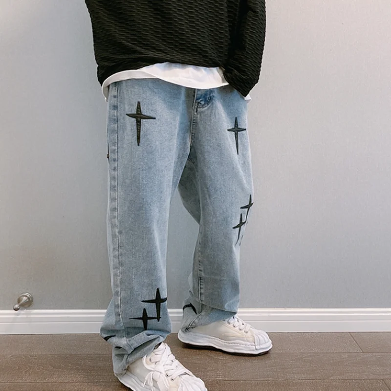 Wide Leg Cargo Pants 2023 Streetwear Baggy men Jeans Spring Autumn Men Korean Fashion Loose Straight Male Clothing