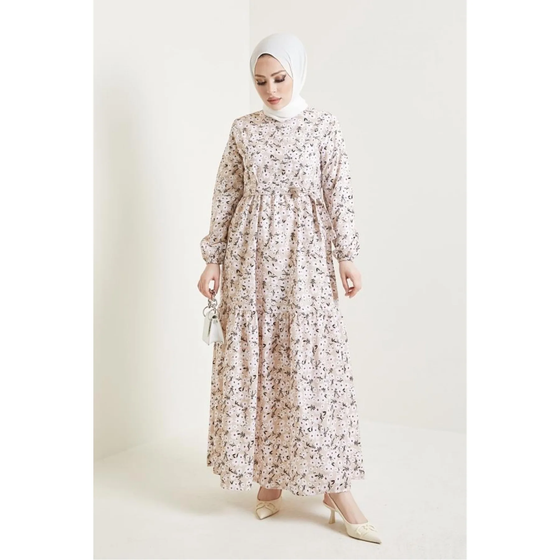 Flowers Detailed  Summer Maxi Muslim Dress Woman Abaya Dress Abaya Caftan Dubai Kaftan Robe Muslim Long Dress Modest Muslim Sets