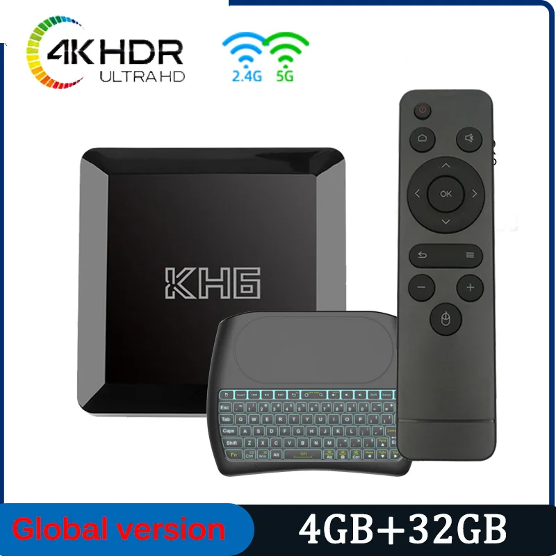 

ТВ-приставка KH6 на Android, 4 + 32 ГБ, 4K, HD, 2,4G, WiFi, Bluetooth, HDMI
