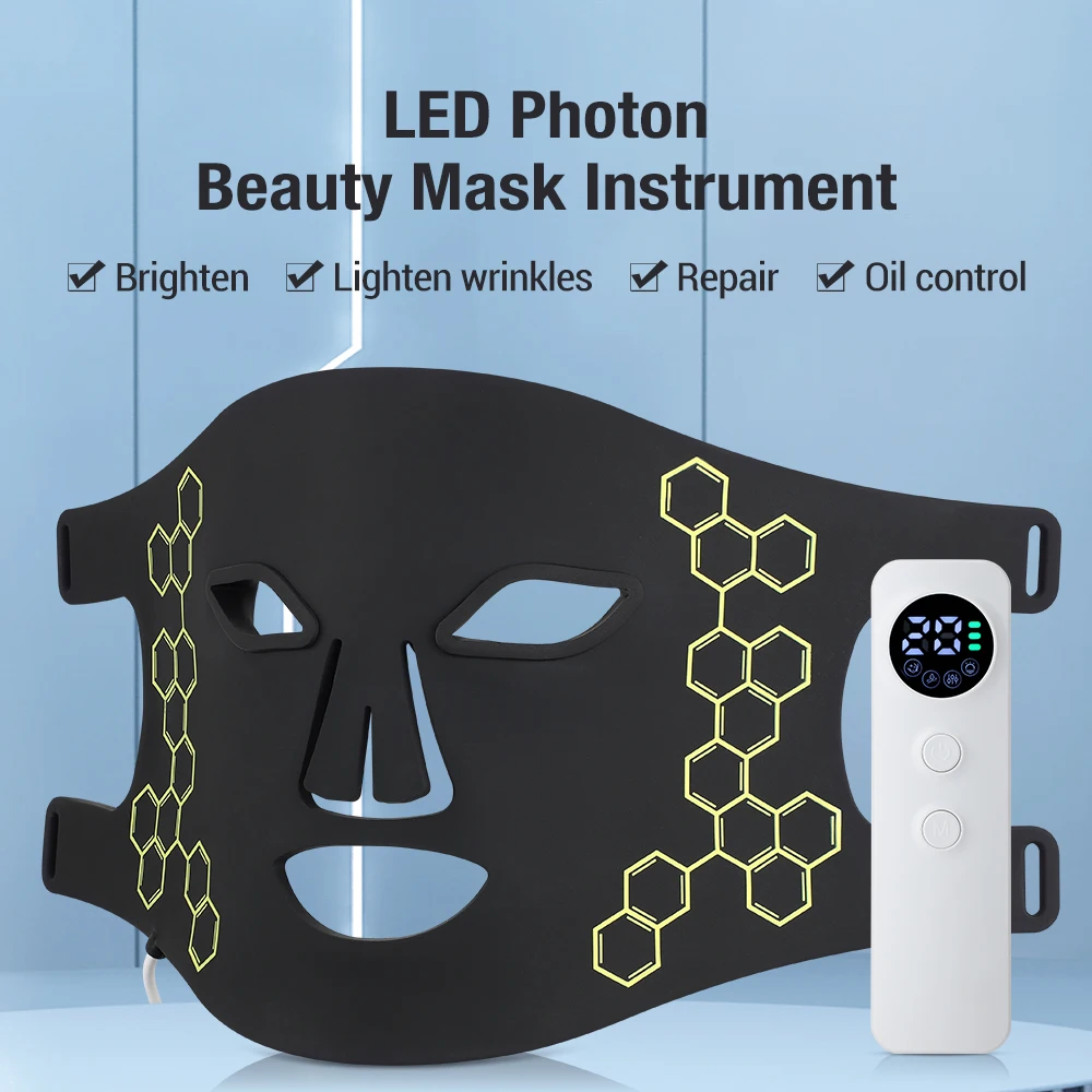 

4 Color Led Beauty Mask Hot Compress Facial Rejuvenation Firm Skin Anti Acne Wrinkle Removal Photon Mask Intelligent Timing