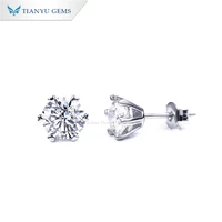 tianyu gems sterling silver women stud earrings 5 0mm6 5mm moissanite s925 classic 6 prongs setting earrings diamonds jewelry