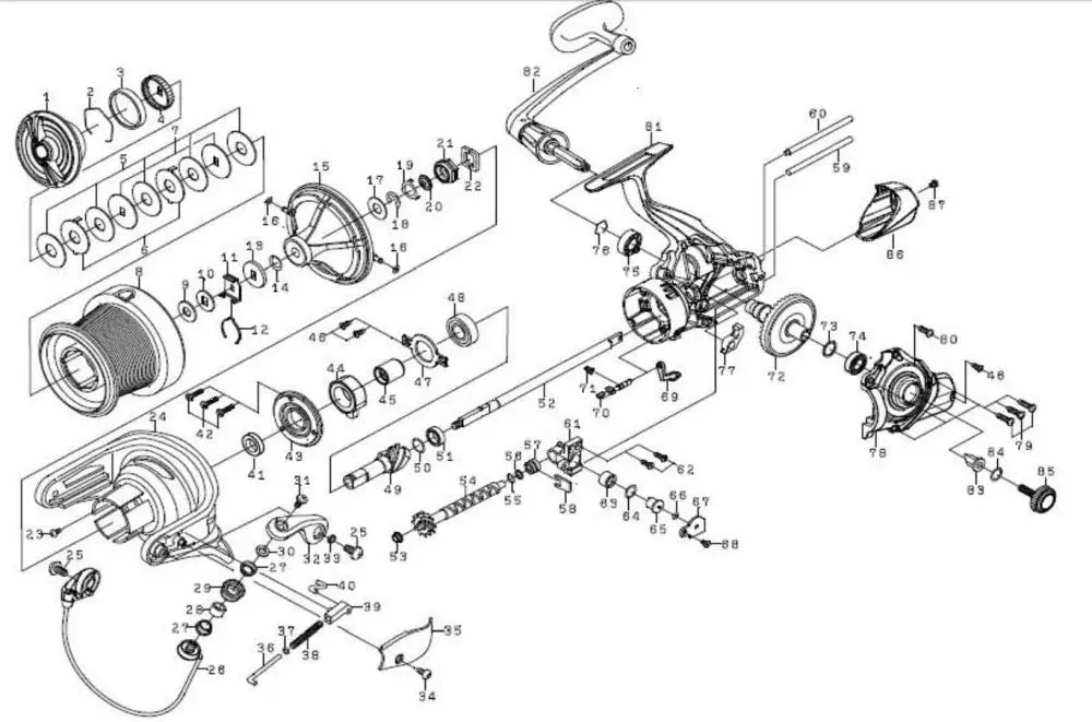 Оригинальные запчасти DAIWA 17 катушек Cross Cast 6000 (2-8) Номер детали 8 Код 128B34 00059664128B34 |