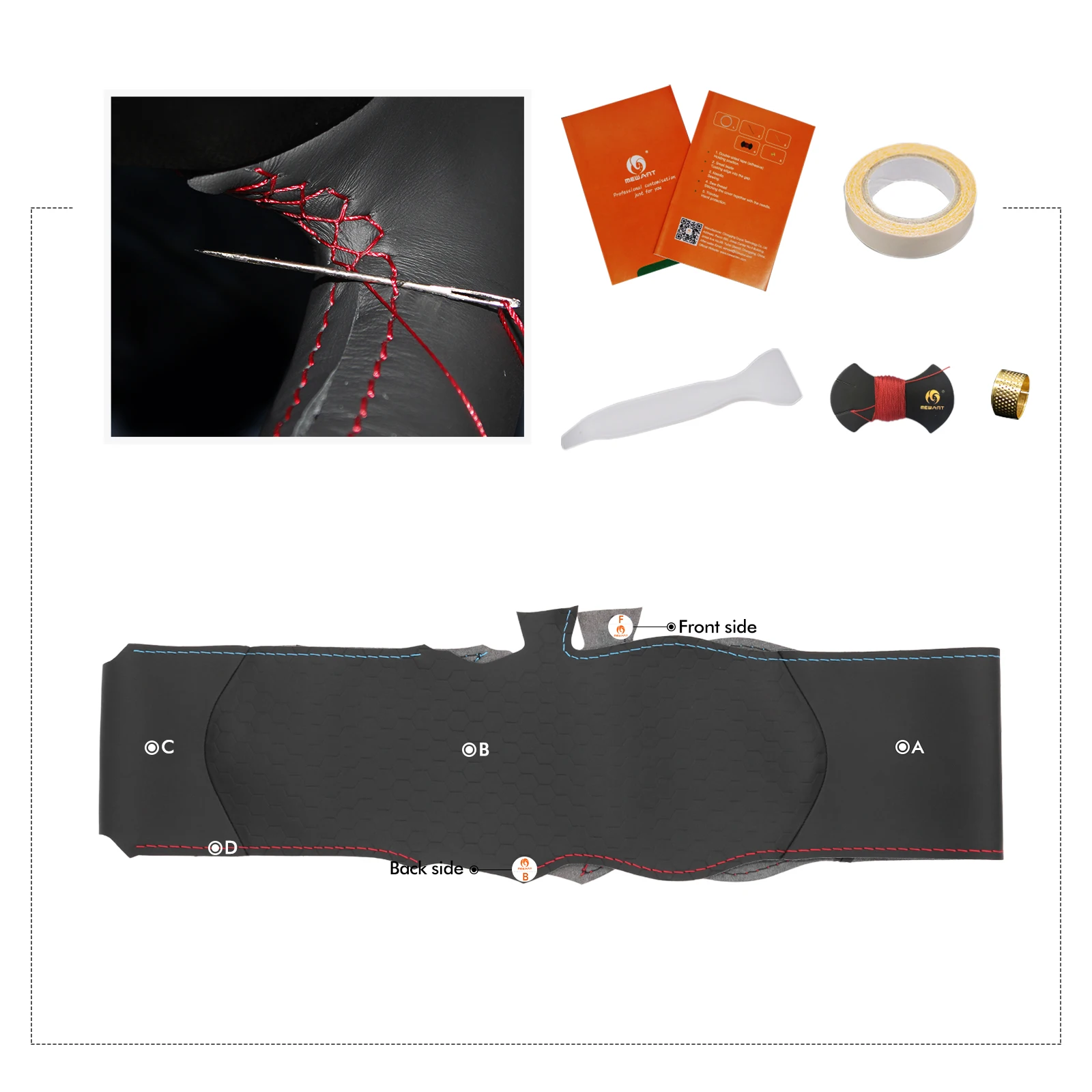 Черный кожаный чехол на руль автомобиля Mewant Hive для BMW M3 G80 M4 G82 G83 M5 F90 M8 F91 F92 F93 X3 M F97 X4