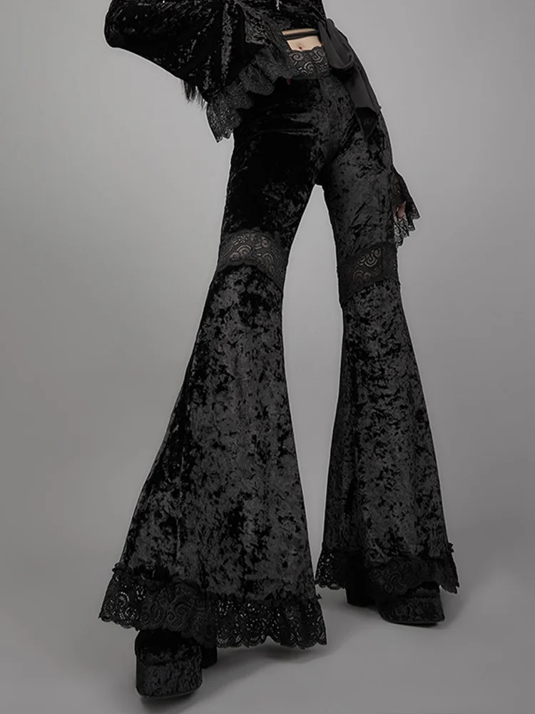 Женские расклешенные брюки InsGoth готические винтажные с высокой талией для
