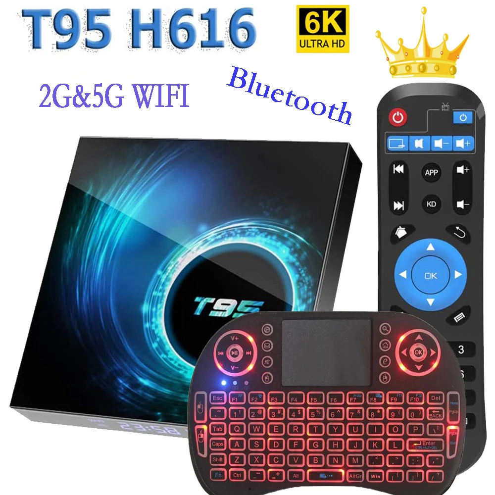 Tv Box Android 10 2022 Newest T95 Smart Tv Box 6k 2.4g&5g Wifi 128g 3D Voice16g 32gb 64gb 4k Quad Core Set-Top Box Media Player