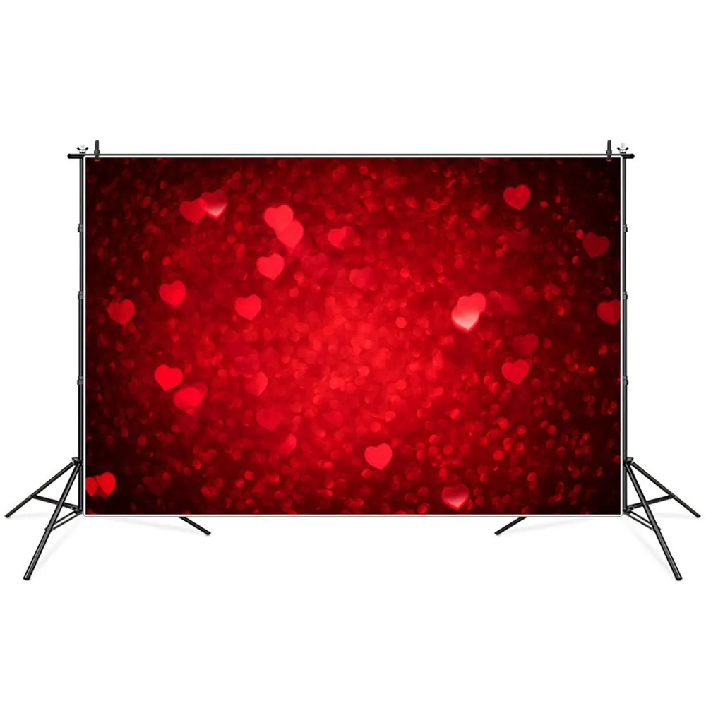 

Photography Backdrops Red Love Heart Bokeh Banner Custom Baby Valentine's Day Party Decoration Studio Photo Booth Backgrounds